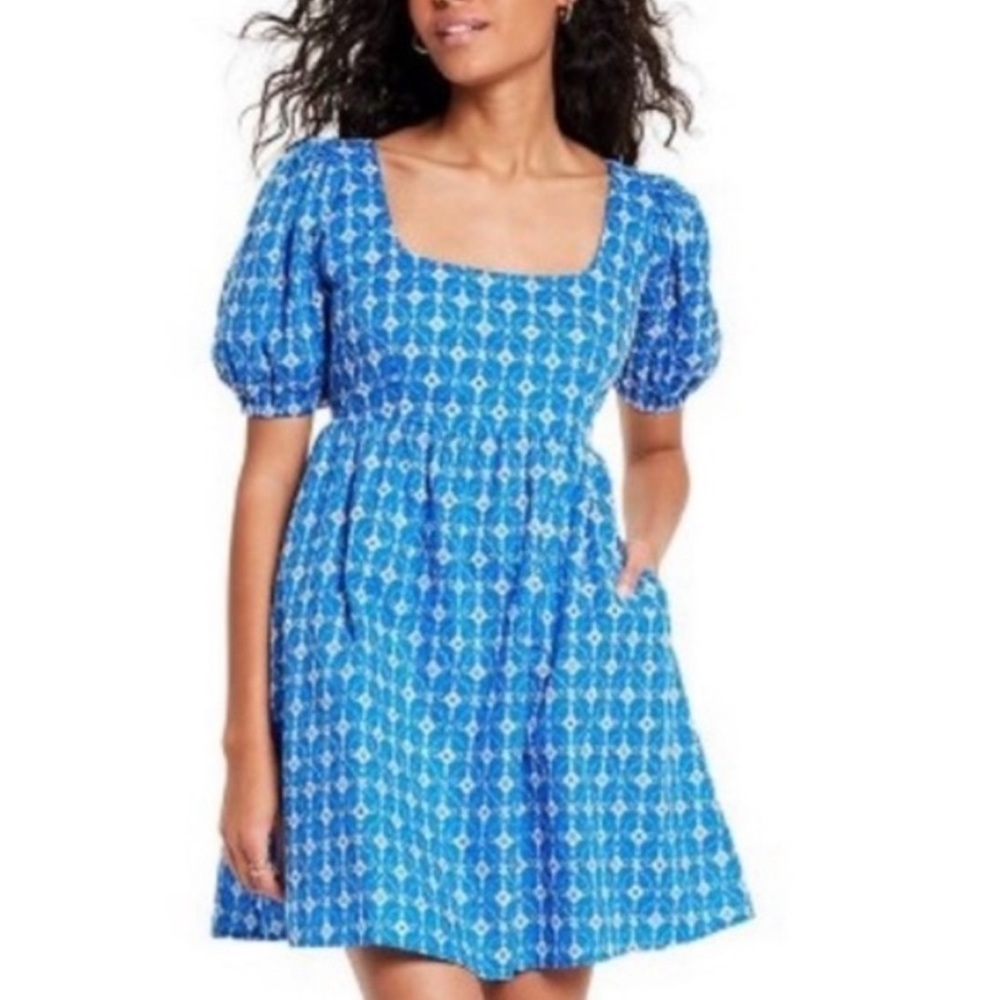 RHODE FOR TARGET BLUE EMBROIDERED EYELET DRESS‎